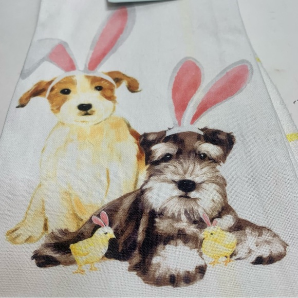 NWT. Bloom set of 4 Easter dog towels. 18” x 28”. two dogs in bunny ears - Picture 2 of 10